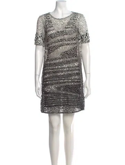 Pre-owned Missoni Lace Pattern Mini Dress In Gray