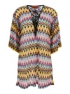 Missoni Multicolor Dress With Zig Zag Motif And Laces On The Front In Multicolor
