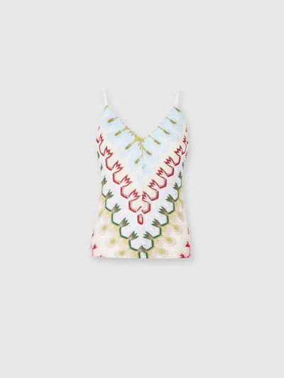 Missoni Lace Sleeveless Top With V-neck In Multicoloured