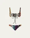 Missoni Lace-up Metallic Knit Two-piece Swimsuit In Multi