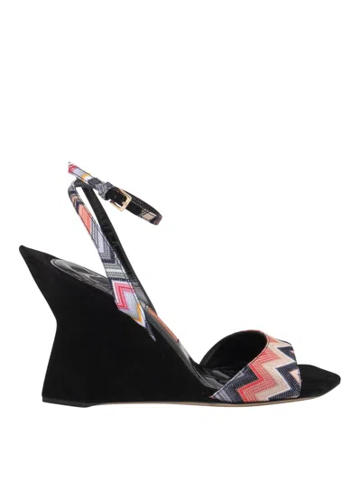 Missoni Laced Geometric Print Sandals In Negro