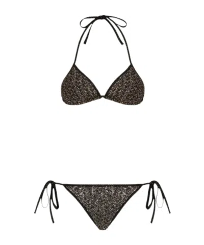Missoni Lace-up Bikini In Brown