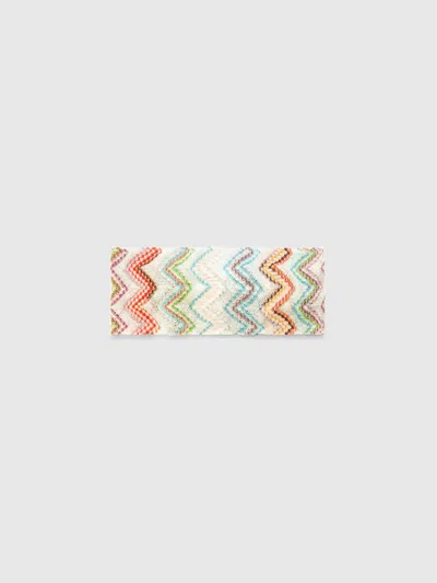 Missoni Lamé And Viscose Hairband With Knitted Effect And Zigzag Pattern In Multi