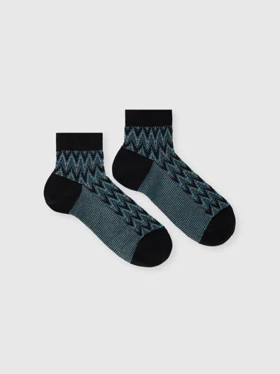 Missoni Lamé Cotton-blend Ankle Socks In Multicoloured