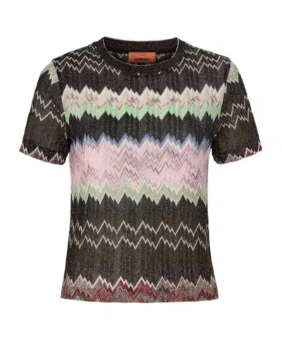 Missoni Lamé Crewneck T-shirt In Brown