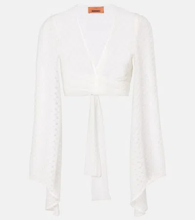 Missoni Lamé Crop Top In White