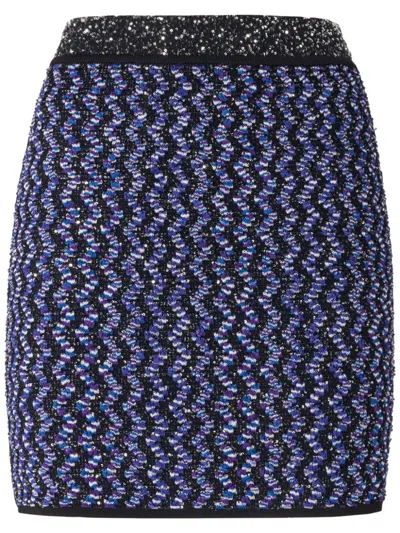 Missoni Lamé Embossed Zigzag Mini Skirt In Blue