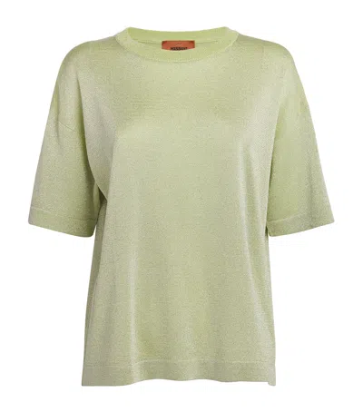 Missoni Lamé-knit T-shirt In Green