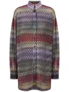 Missoni Long Sleeve Knitted Lamé Shirt In Purple