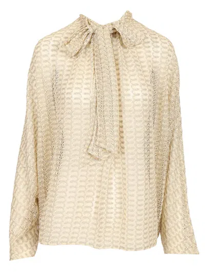 Missoni Lamé Lace Blouse Tops Gold