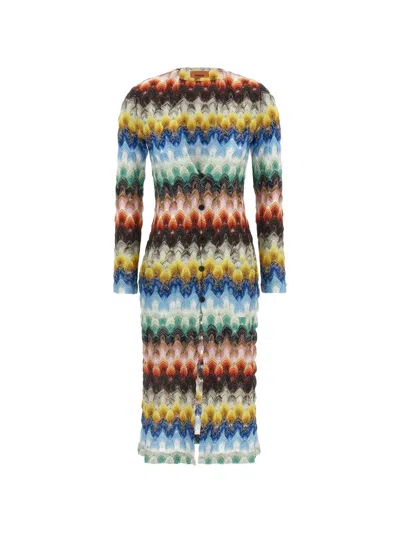 Missoni Lame Lace Knit Cardigan Knee Length In Multi