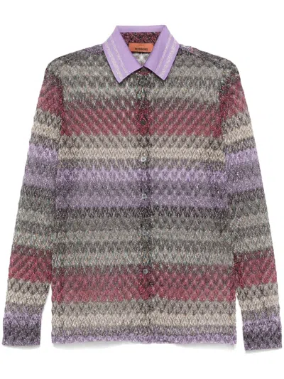 Missoni Metallic Crochet-knit Shirt In Multicolor