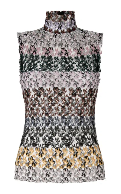 MISSONI LAMÉ LACE TURTLENECK TOP