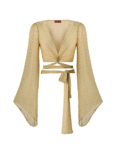 Missoni Lamé Long-sleeved Top In Brown
