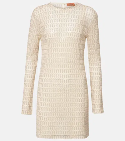 Missoni Lamé Minidress In Gold And Cream