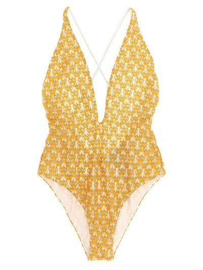 Missoni Lamé One-piece Swimsuit In Orange