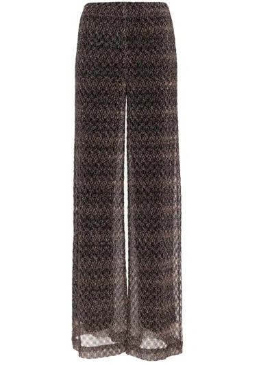Missoni Lamé Palazzo Trousers In Smeq Black Bronze