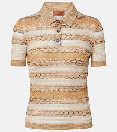 Missoni Lamé Polo Shirt In Gold