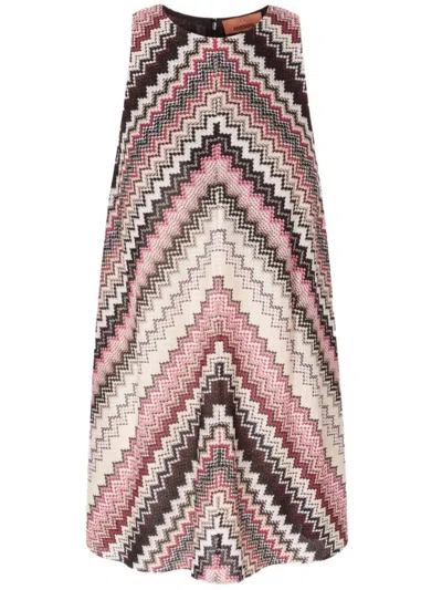 MISSONI MISSONI LAMÉ SERRATED ZIG-ZAG PATTERN A-LINE MINI DRESS CLOTHING