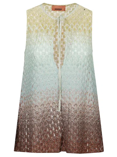Missoni Lamé Sleeveless Keyhole Top In Multi