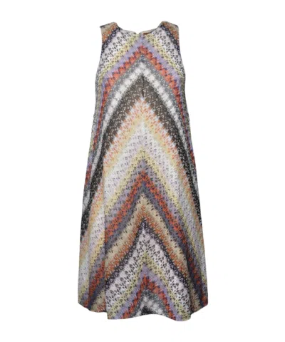 Missoni Lamé Sleeveless Mini Dress In Gray