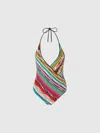 Missoni Multicolored Striped One-piece With Deep V-neckline In Multicoloured
