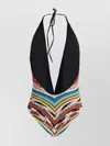 Missoni Lamé Striped Halter Neck Swimsuit