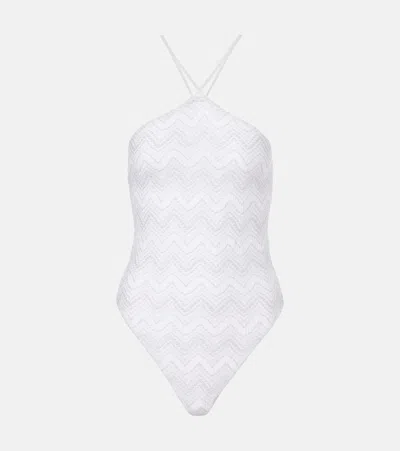 Missoni Lamé Swimsuit In White
