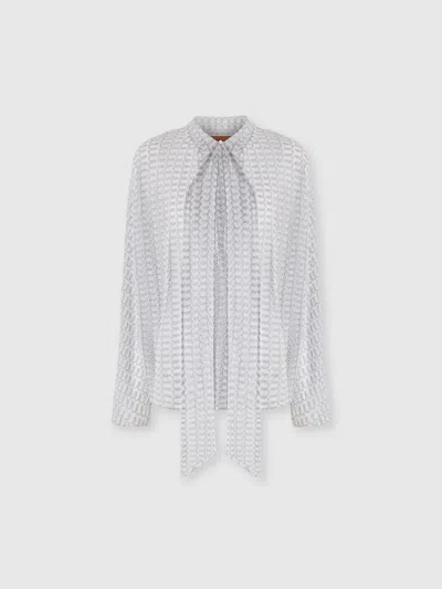Missoni Spitzenbluse Aus Lamé Aus Viskose Mit Schärpenkragen In Silver
