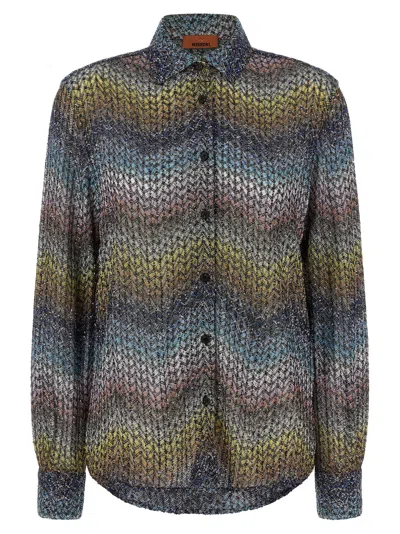 Missoni Lamé Viscose Shirt In Blue