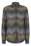 Missoni Sequin-embellished Zigzag Metallic-knit Shirt In Blue