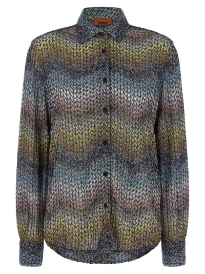 MISSONI LAMÉ VISCOSE SHIRT SHIRT AND BLOUSE MULTICOLOR