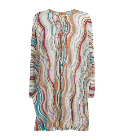 Missoni Lamé Waven Short Kaftan In Gray