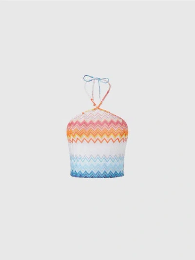 Missoni Lamé Zickzack-top Aus Viskosemischung Mit Neckholder-ausschnitt In Multicoloured
