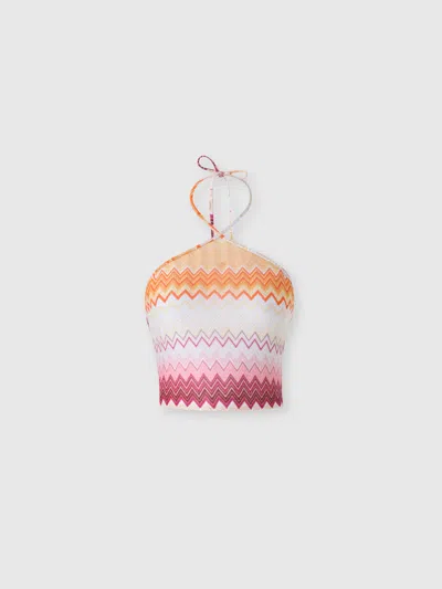 Missoni Lamé Zickzack-top Aus Viskosemischung Mit Neckholder-ausschnitt In Multicoloured