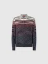 Missoni Long Sleeve Polo In Pure Wool With Flame Pattern In Black