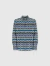 Missoni Long Sleeve Shirt With Geometric Zigzag In Blue