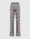 Missoni Womens Beige And Brown Tones Graphic-pattern Flared Knit Trousers In Multi
