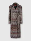 Missoni Long Double-breasted Trench Coat With Wavy Zigzag Pattern In Multi
