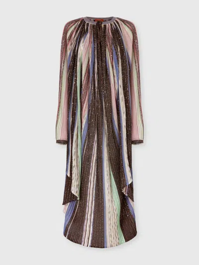 Missoni Langer Kaftan Aus Gemischter Lamé-viskose Mit Cape-effekt