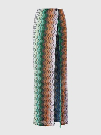 Missoni Zigzag-knit Wrap Beach Skirt In Brown