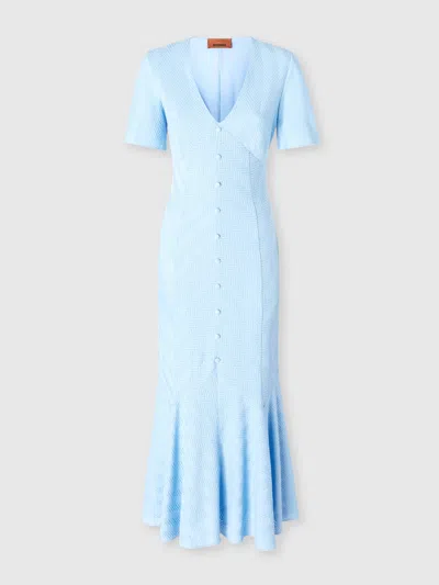 MISSONI LANGES KLEID AUS BAUMWOLLE UND ZICKZACK-VISKOSE MIT AUSGESTELLTEM SAUM