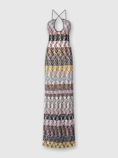 Missoni Long Dress With Embroidered Lace In Multi