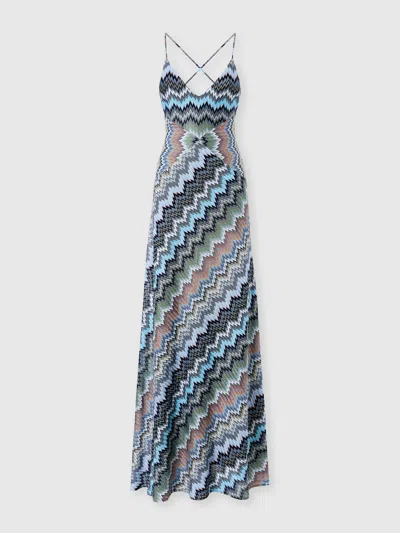 Missoni Langes Kleid Mit Gekreuzten Trägern Aus Chevron-viskose In Multi