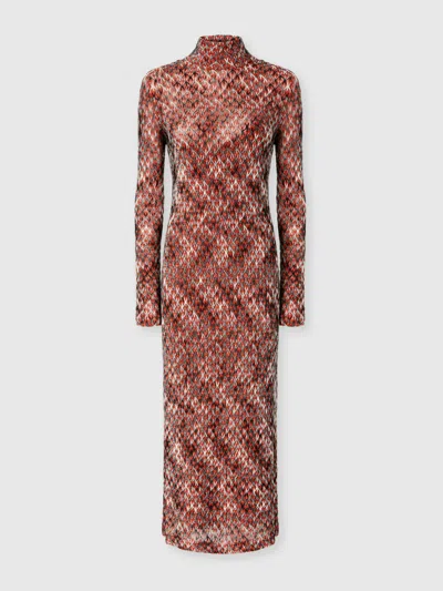 Missoni Langes Kleid Mit Stehkragen Aus Flammspitze In Multi