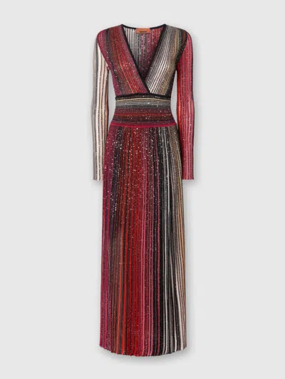 Missoni Langes Plissiertes Kleid Mit Pailletten