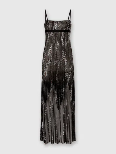 Missoni Long Dress With Pleated Zigzag Pattern In Black