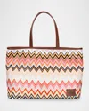 Missoni Large Chevron Canvas Tote Bag In Canvas Pink