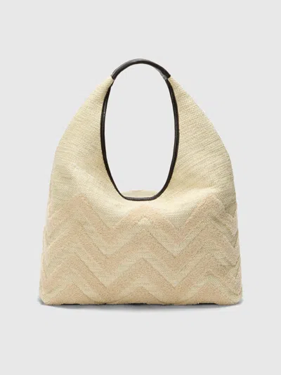 Missoni Leather And Canvas Hobo Bag In Multi