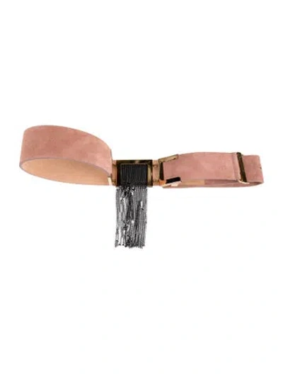 Pre-owned Missoni Leather Chain-link Accents Waist Belt In Neutral